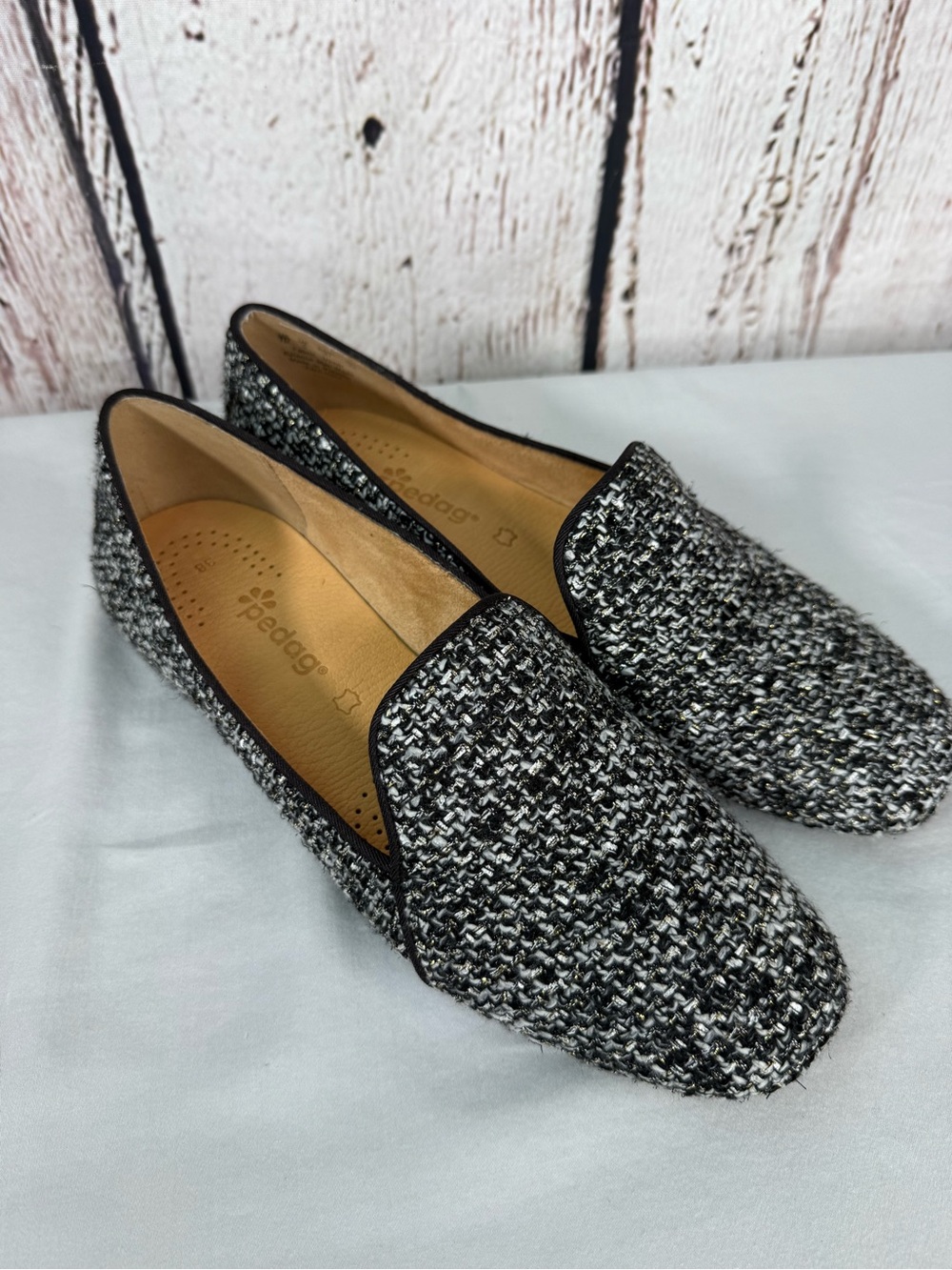 Naturalizer Emiline Metallic Tweed Slip On Loafers Shoes w/ Pedag Insoles 7 EUC